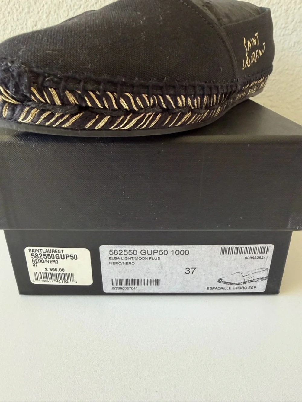 Saint Laurent Black Canvas Espadrilles with Braided Jute Trim - Picture 3 of 5